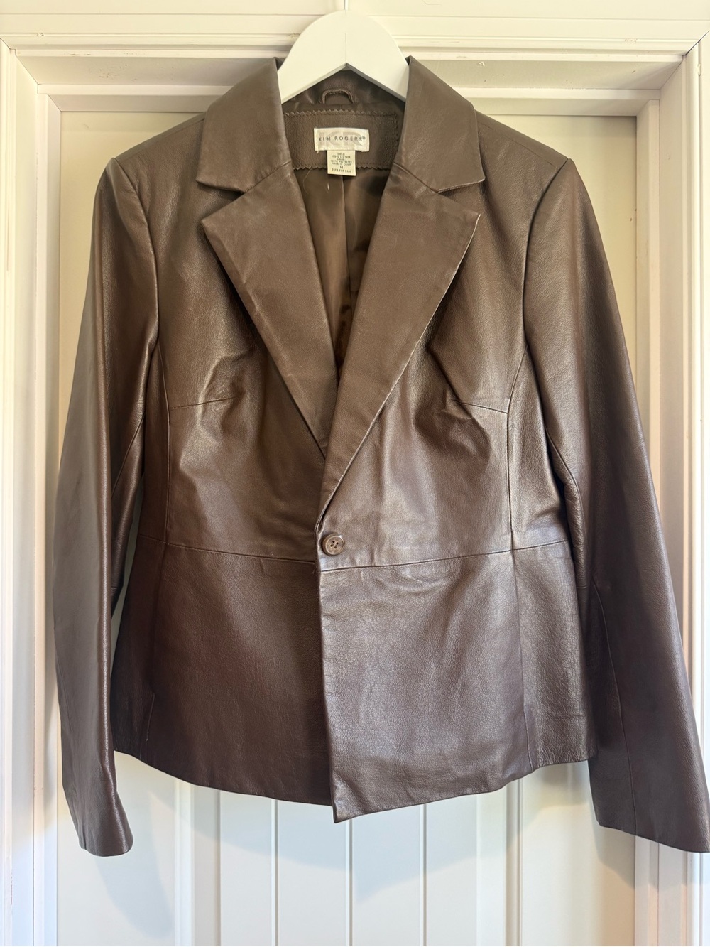 Kim Rogers 100% Leather Blazer Jacket size M